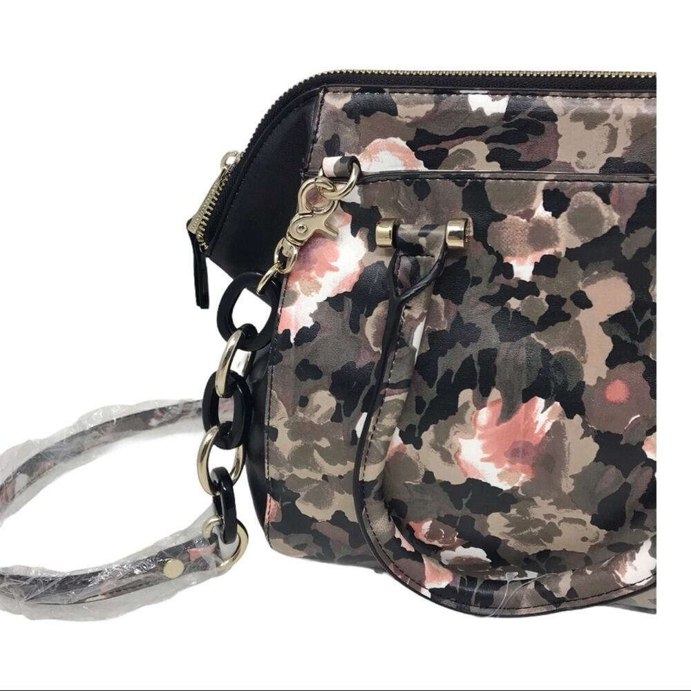 French Connection NWT Camo Floral Shoulder Bag Devin Satchel Purse - Picture 4 of 12